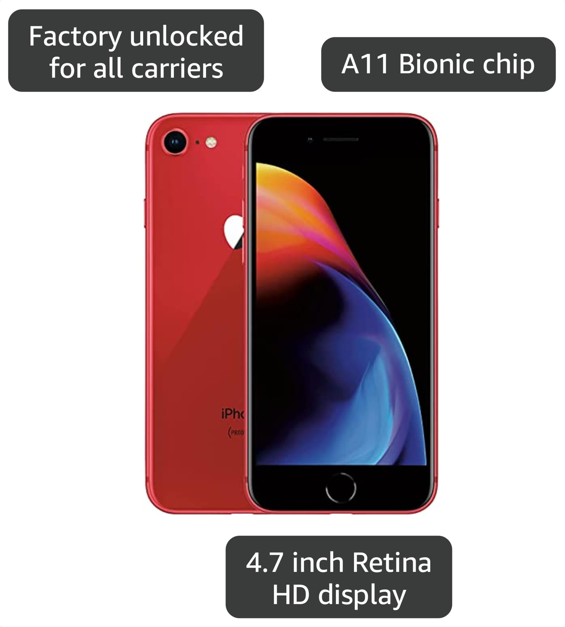 Amazon.com: Apple iPhone 8 64GB Unlocked - Red : Cell Phones
